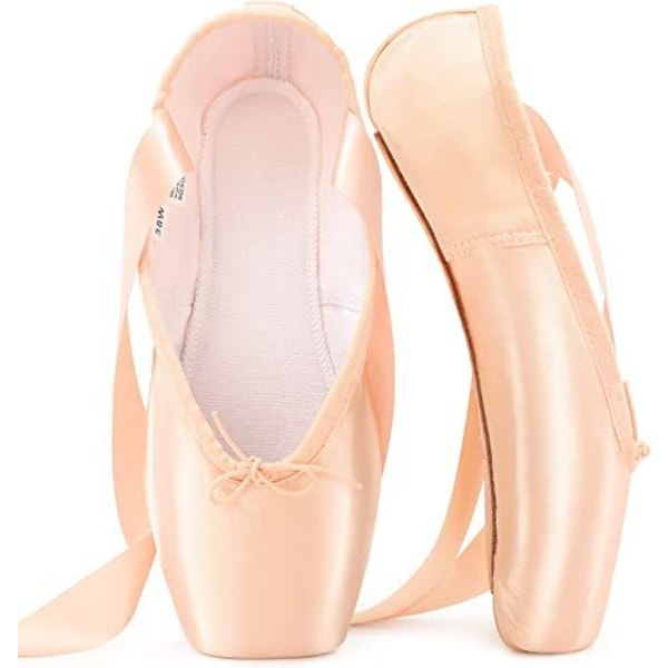 Pink Ballet Pointe Shoes Professionelle dansesko med indsyet bånd og silikonepuder til piger, kvinder
