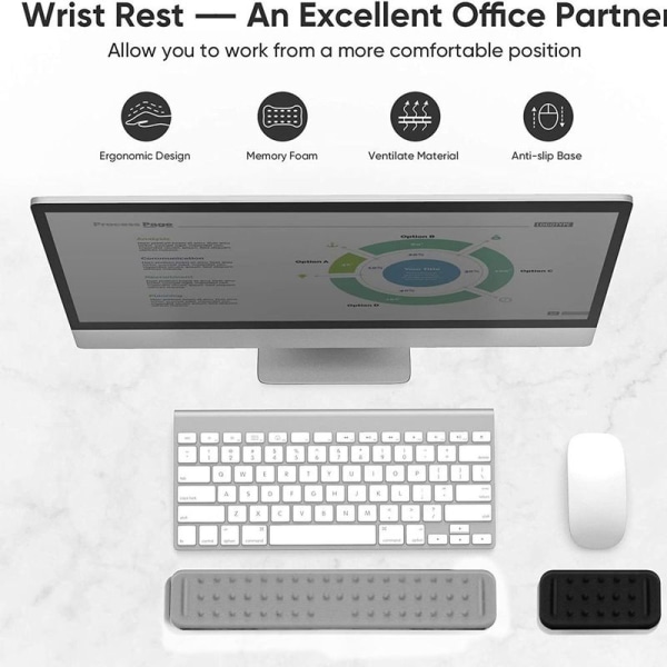 1 sett med svart minne skum datamaskin tastatur håndleddstøtte
