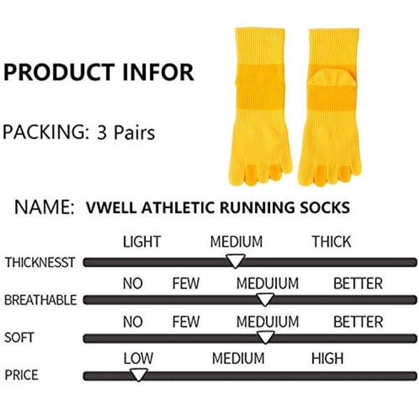 pairs of comfortable pure cotton split toe socks, sport yellow KLB