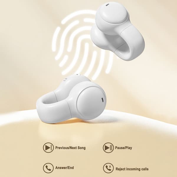 Bluetooth trådløse øretelefoner øreklips headset knoglehvid