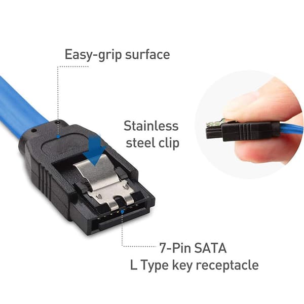 1 x 40 cm SATA III-kabel sæt datakabel 6 Gbit/s blå KLB