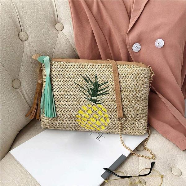 Chic ananas vævet skuldertaske