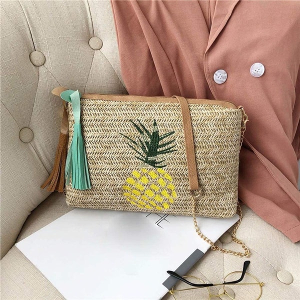 Chic flätad axelväska i ananas