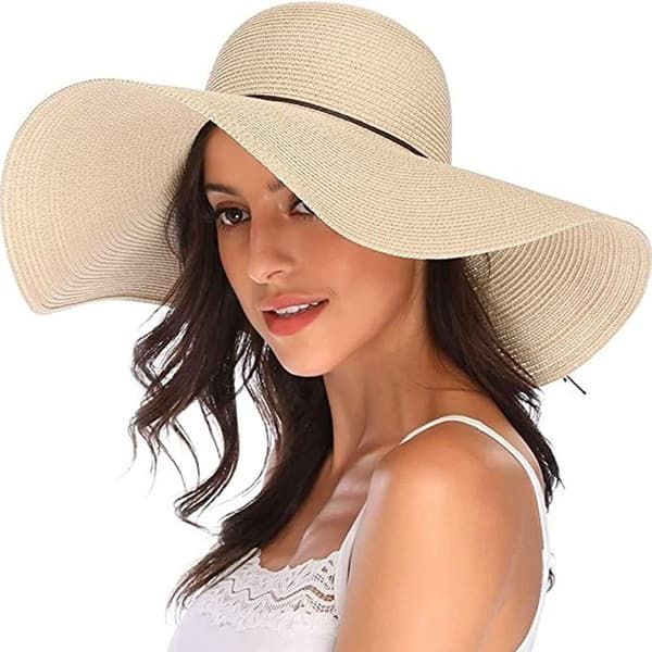 Kvinde Sommer Solhat Foldbar Strand Elegant Casual Bredskygget Solhat