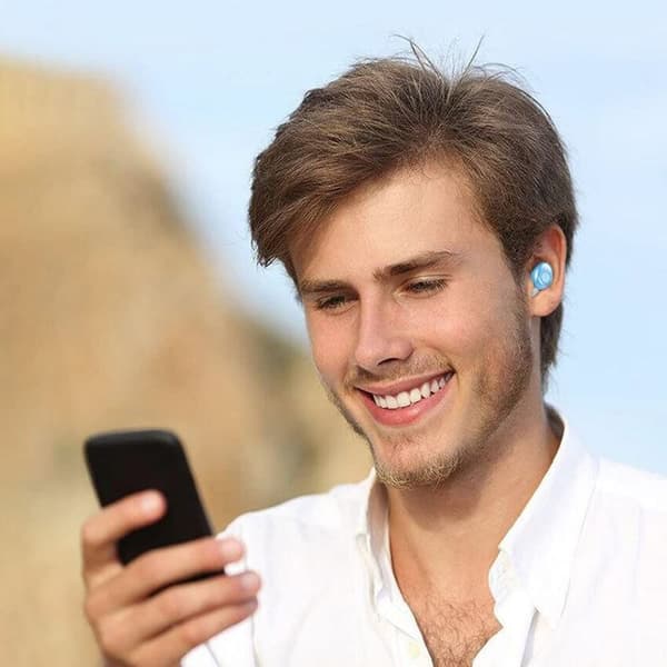 Trådløse Bluetooth 5.1 Oppladbare Vanntett IPX5 Ørepropper Lyseblå