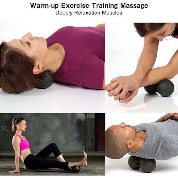Set med 3 fasciorullar, fasciaboll, dubbelboll massageboll för yoga