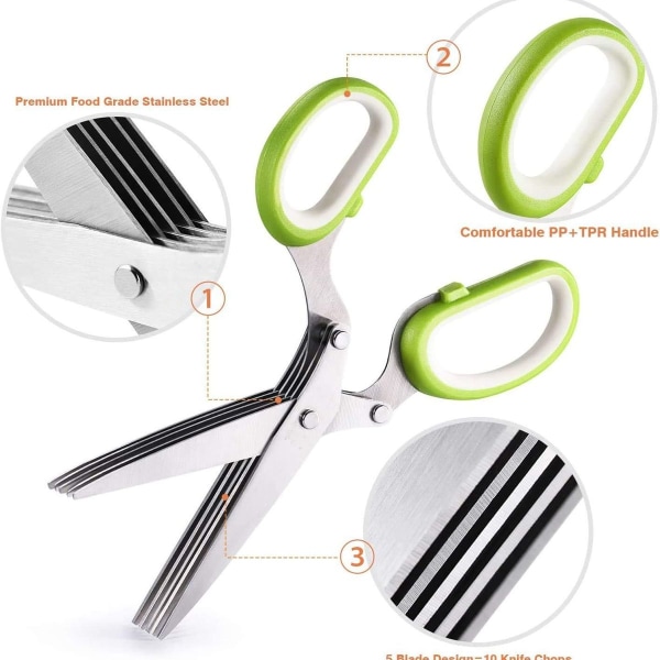 Three-piece kitchen herb scissors made of stainless steel, KLB