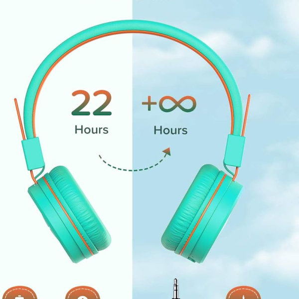Bluetooth-hörlurar för barn. Barnens headset med grönt/orange