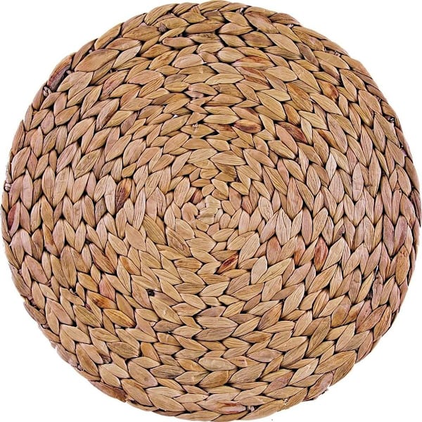 Sæt med 4 runde flettede dækkeservietter lavet af vandhyacint, 30 cm (11?)