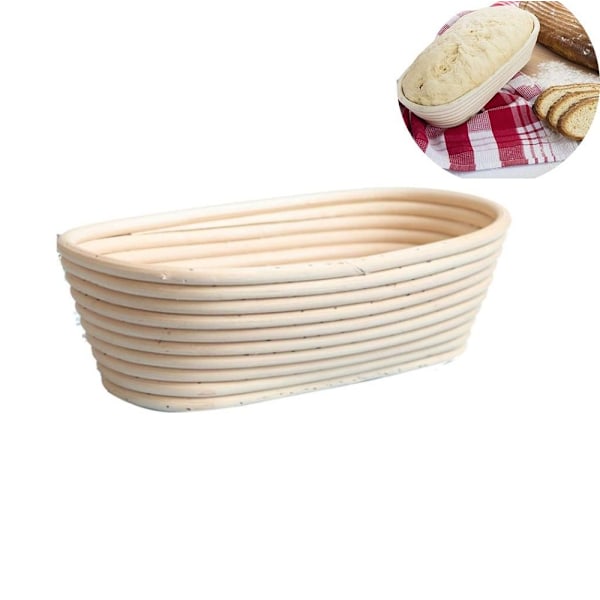 Jäsningskorg, för bröddeg, oval, längd: 25 cm, flätad, ljusbeige