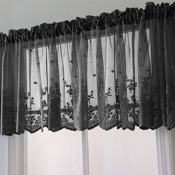 Elegantti ikkunakoriste: Musta pitsiverho - elegantti kirjonta, 137 * 61 cm KLB