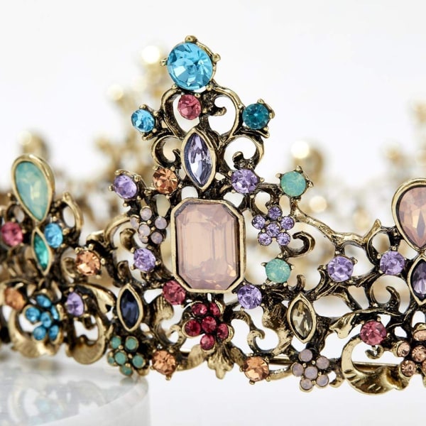 Jeweled barokk Queen's Crown - Rhinestone bryllupskroner og tiaraer for kvinner KLB
