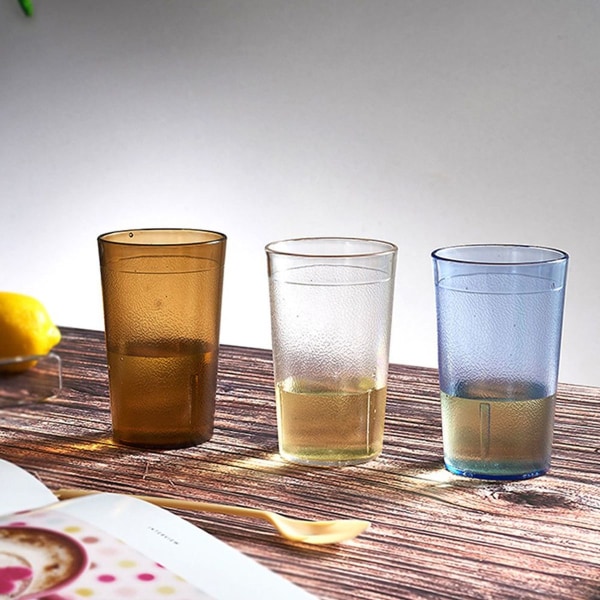 6 stk. 300ml Frostmaterede Anti-fald Plastkopper Stabelbare