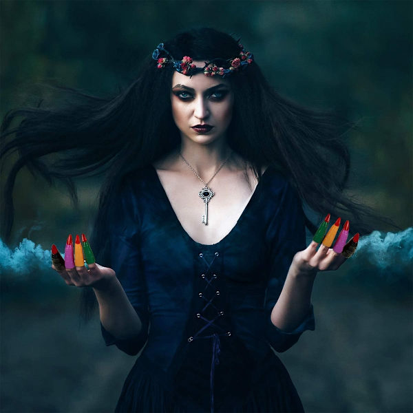 40 kappaletta Halloween värikkäitä noidan sormia lukemiseen, muoviset sorminuket, KLB