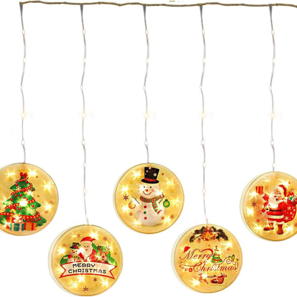 Pakke med 5 julevindussugerlys, dekorasjon opplyst, KLB