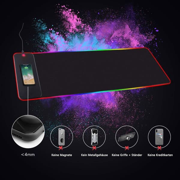 GIM RGB Gaming Musematte 10W Musematte LED 800x300x4mm 14 lysmoduser med 10W