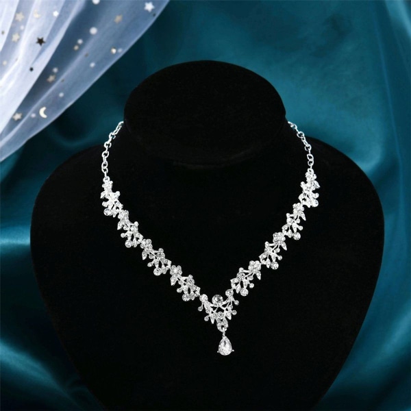 Jewelry Set Bridal Rhinestone Necklace Earring Set, Dinner Party Accessory Set