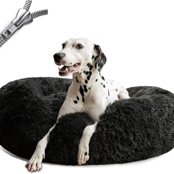 Hundbädd kattbädd gjord av fluffig rund plysch - munk s it hundkudde hund k KLB