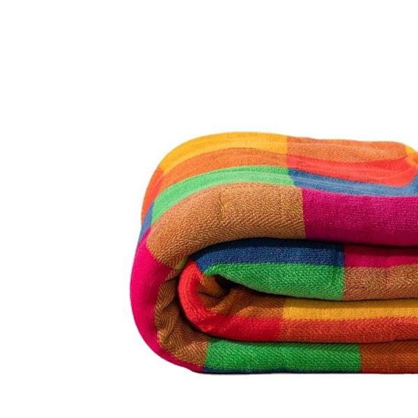 Farverigt tykt fleece tæppe, super blødt, varmt