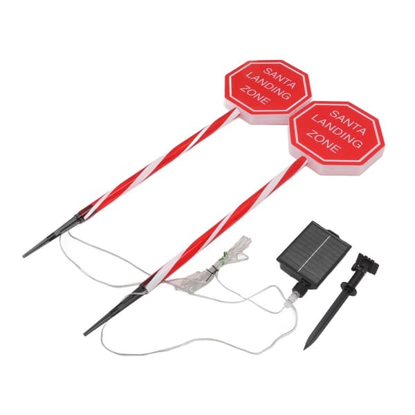 Vattentät LED-sollampa med skylten \"Santa Stop Here\". KLB