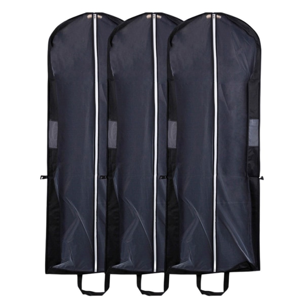 Paket med 3 brudklänningsväskor - 180 x 65 x 15 cm - svarta, förlängda och