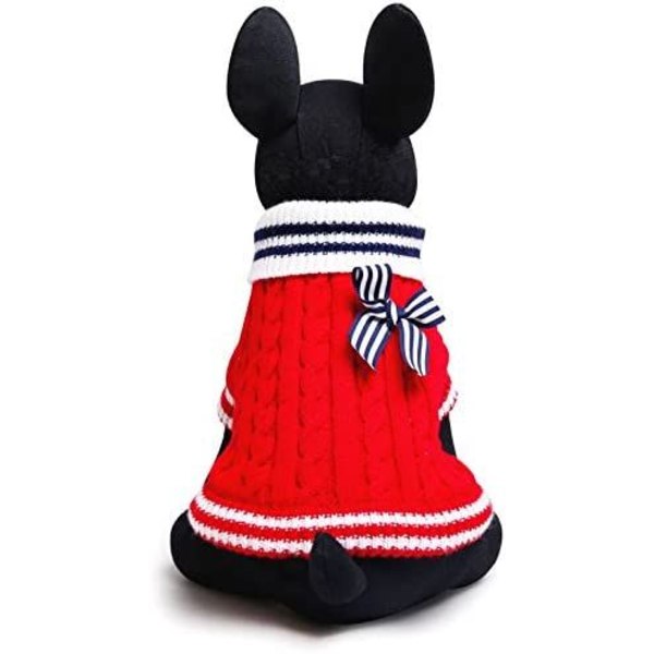 Tröja Pullover Jacka Stickade Kläder Vinterrock för Chihuahua Liten Hund Kattunge Katt Marinröd M