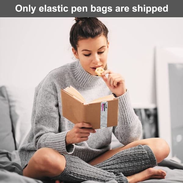 Pakke med 2 penneholdere, pennehylster i læder, elastisk, grå KLB
