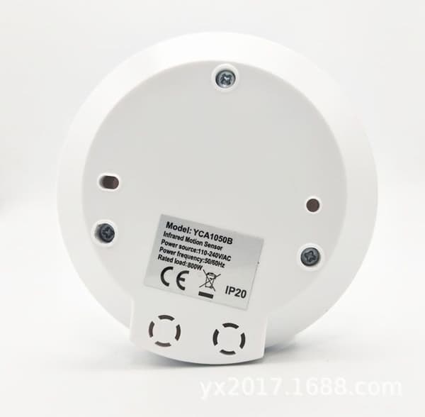 Vit 360° sensor taklampa, takmontering, infraröd rörelsesensor, lämplig för LED, max. räckvidd 6m/360°, max.2000/1000W, IP20