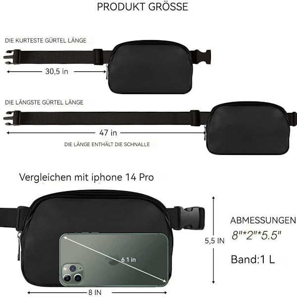 Mini vyölaukku Bum laukut miehille ja naisille Vyölaukku säädettävällä hihnalla