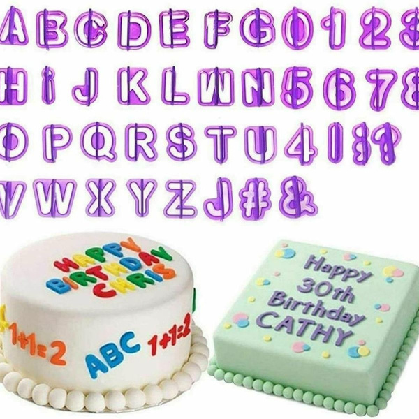 40 kpl fondant-keksimuotit numerot kirjaimet aakkoset marsipaani kakun koristelu KLB