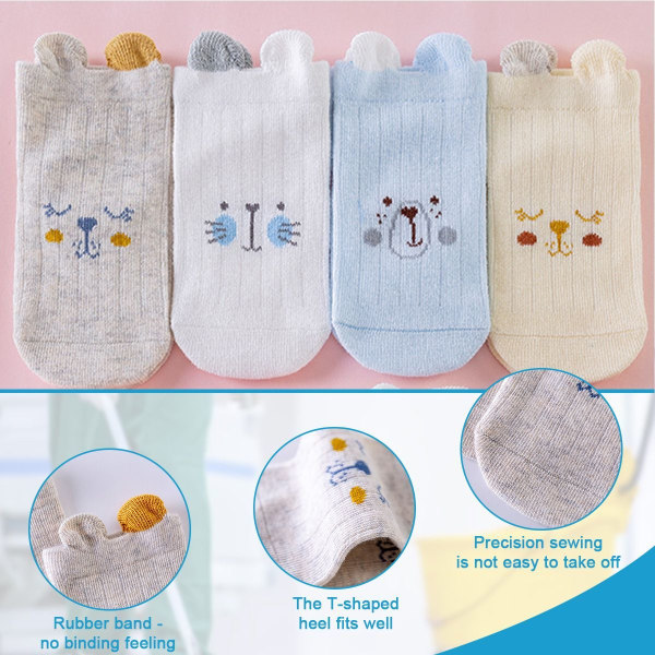 Åtta par babysockor för 0 till 3 år gamla söta pojkar, 8-10 cm KLB