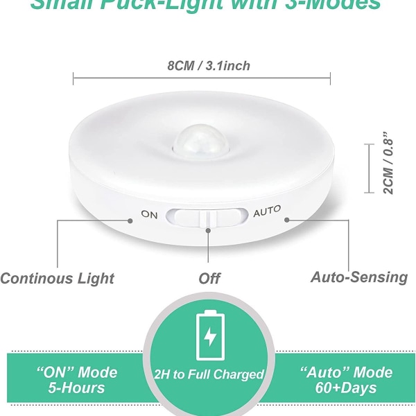 3-delat set automatiskt LED-nattljus, inomhusljus för rörelsesensor, trådlös L