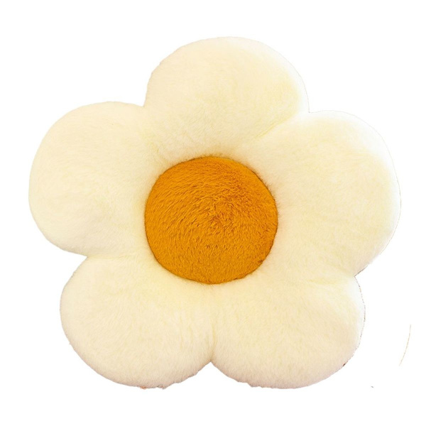Blomsterkudde, kudde i blomsterform, kudde, vit kudde