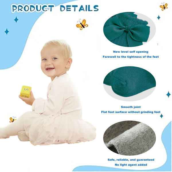 par mörkgröna babystrumpor med rosett höst/vinter 11-13 cm KLB