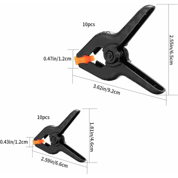Sett med 20 fjærklemmer, DIY-verktøyklemmer, tangklemmer, gripeklemmer for trefotografering verksted - 2 tommer / 3 tommer KLB