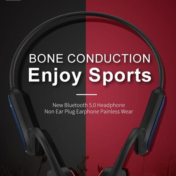 Bone Conduction-hovedtelefoner, trådløse Bluetooth-hovedtelefoner, sort