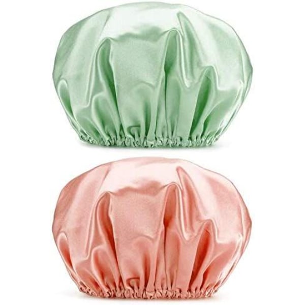 2 store dusjhetter for kvinner, 32 cm, gjenbrukbare, spa, bad, to lag