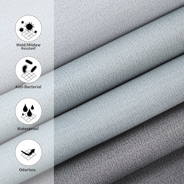 Bruseforhæng, vaskbart, antibakterielt, skimmelbestandigt, vandtæt, polyester med 12 ringe (grå, B 240 x H 200 cm) KLB