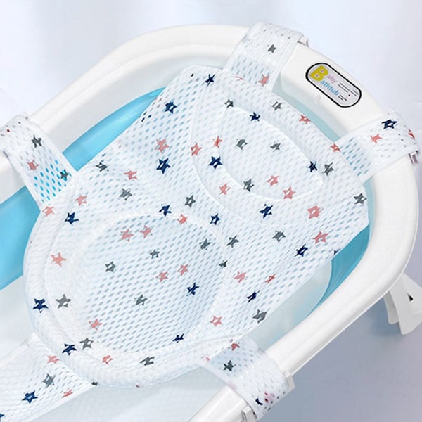 Justerbar Baby Badekar Stol Støtte Mesh Bade Net Bærer Hvid KLB