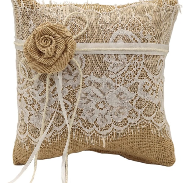 Linbue sløyfe blonderingpute 19cm