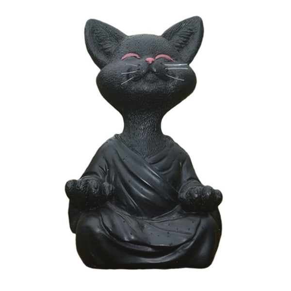Kolmen meditoivan kissapatsaan set 12,5*5,5*8 cm Onnellinen Buddha-kissan muotoinen Zen-kissapatsas meditaatioon tai joogaan, rento veistos kotiin tai ulkokäyttöön