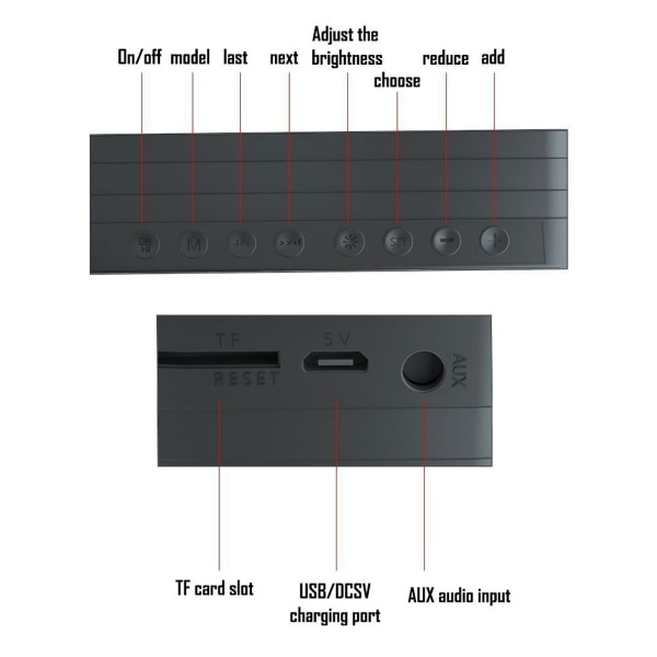 Sovrum/Kontor Väckarklocka Digital Klocka med Bluetooth Rosa