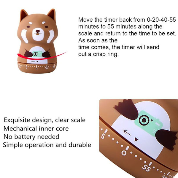 Søt kjøkkenklokke, mekanisk timer for barn, 60 minutters eggform3