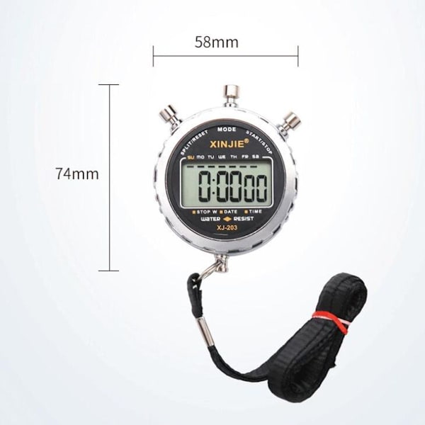 Digital stopur, håndholdt LCD-skærm, vandtæt daglig alarm, 1/100 KLB