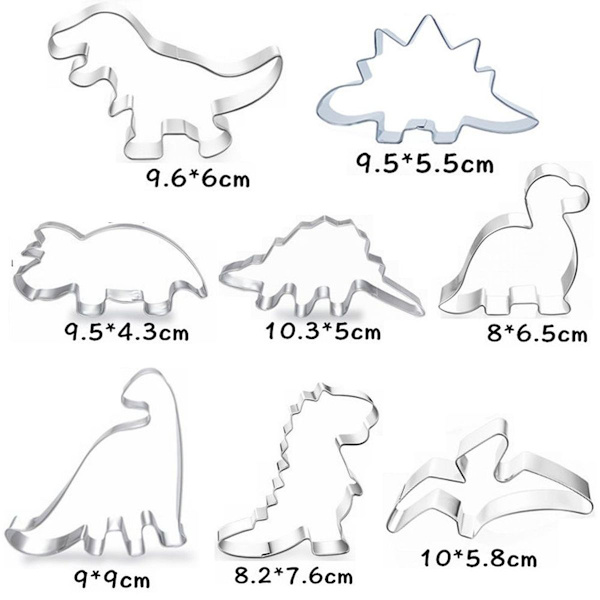 Dinosaurus-evästeleikkurit Fondant-leikkurit lapsille 8 kpl pakkaus KLB
