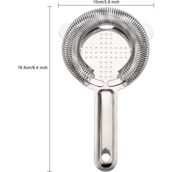 Rustfri Barsi Strainer Hawthorn Rustfrit Stål Cocktail Strainer 10x 16cm