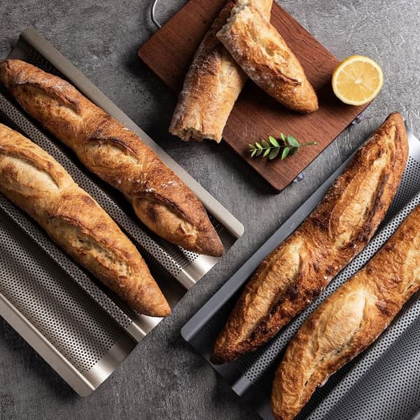 Baguetteform i non-stick, baguettebricka, 3-baguettebricka med perforering