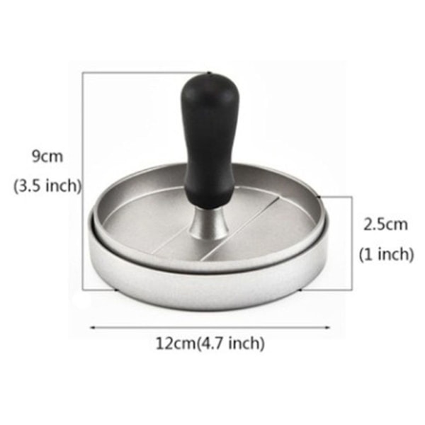 Rostfri hamburgare press, patty press med handtag, non-stick hamburgare press
