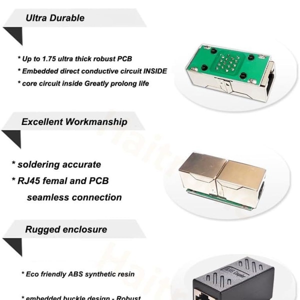 RJ45-kopplare Ethernet-kabelförlängningspaket med 2