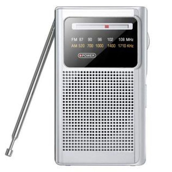 Miniradio batteridriven, FM/AM/FM bärbar radio med inbyggd